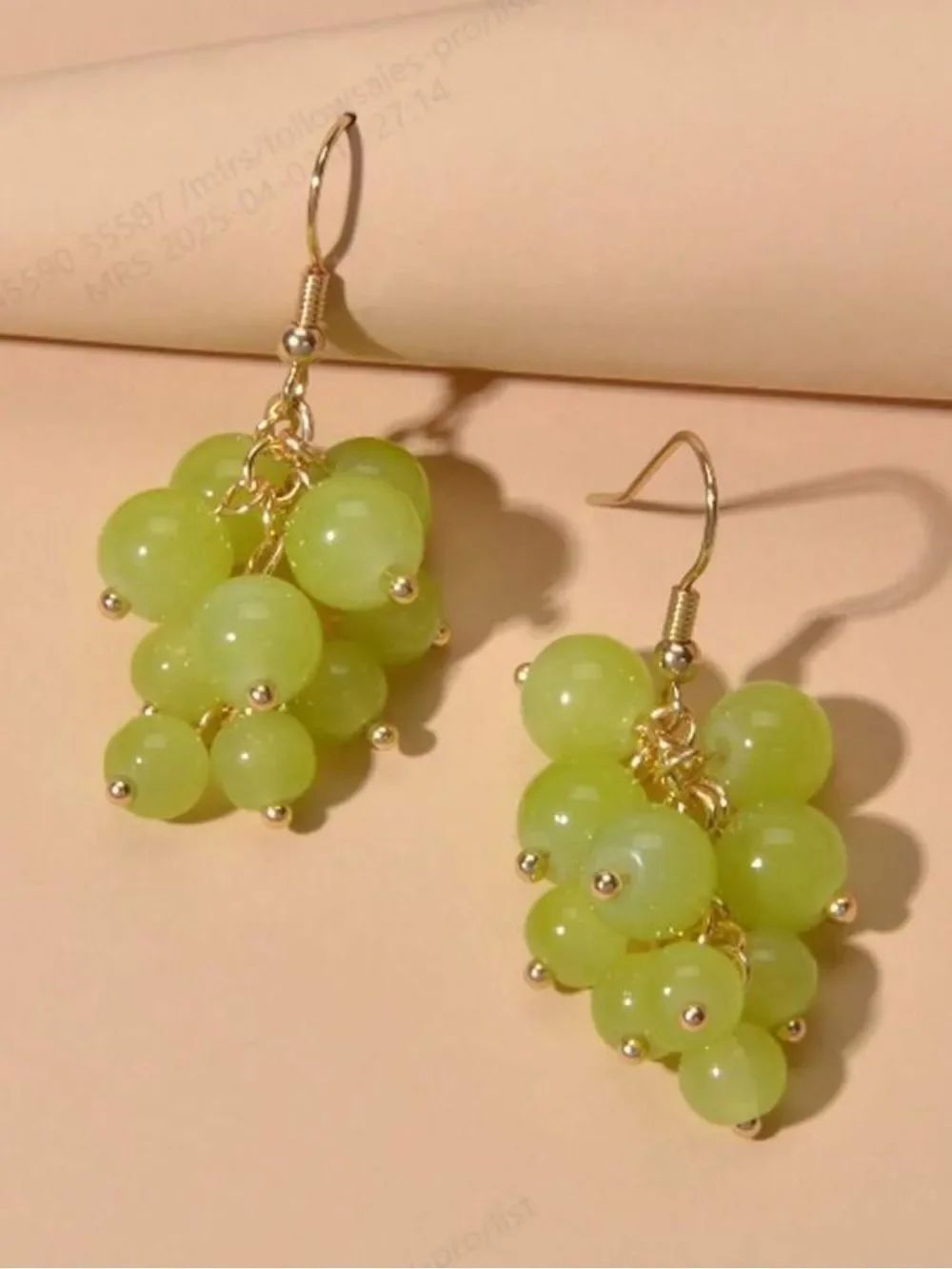 Lime Green grape earrings A719
